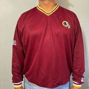 Vtg Washington Redskins Commanders Starter NFL ProLine Long Sleeves Pull Over L‎